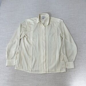 Vintage Christian Dior Separates Women's Size8 Ivory/Cream Pleated Tuxedo Blouse